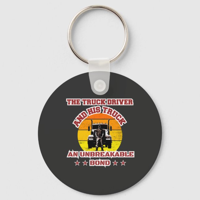 Truck Driver Male Strong Road Bond Pride Design Key Ring (Front)