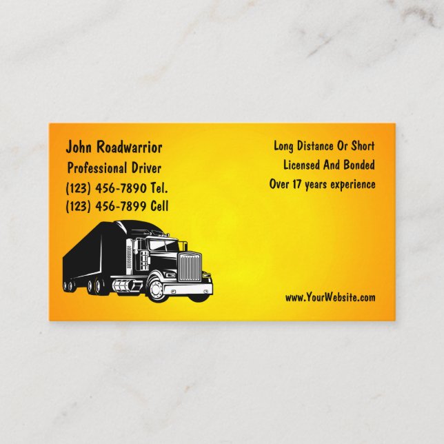Truck Driver Modern Business Cards (Front)