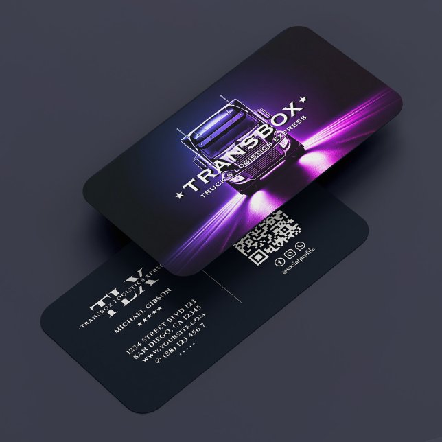 Truck Driver Mover Logistics Dark Purple Minimal Business Card (Truck Driver Mover Logistics Black Purple Minimal Business Card
)