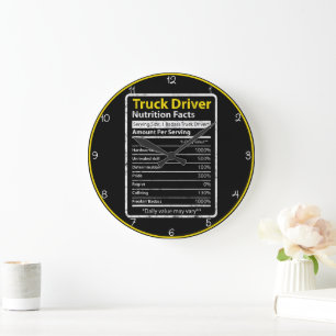 Truck Driver: Nutrition Facts Daily Large Clock