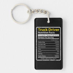 Truck Driver Nutrition Tag Key Ring