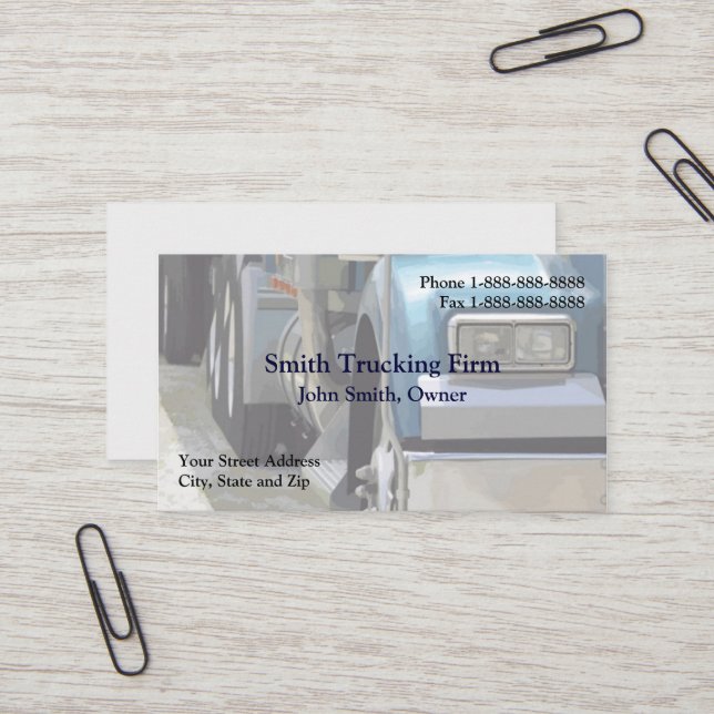Truck Driver Trucking Firm Business Card (Front/Back In Situ)