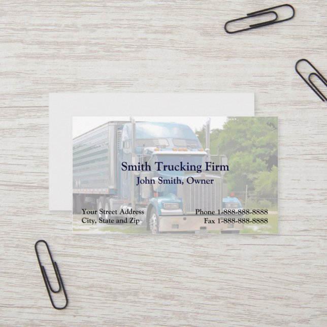 Truck Driver Trucking Firm Business Card (Front/Back In Situ)