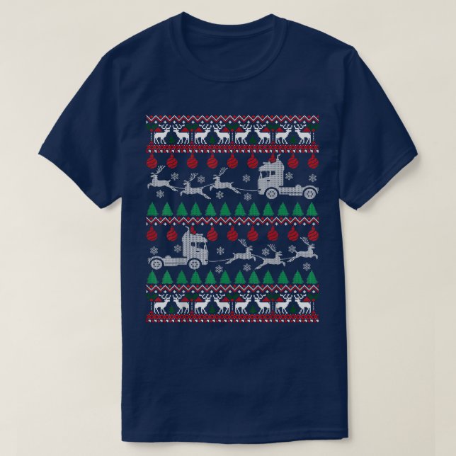 Truck Driver Ugly Christmas Sweater Trucker Xmas C (Design Front)
