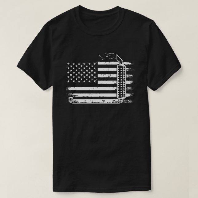 Truck Driver USA American Flag Trucker Smoke Stack T-Shirt (Design Front)