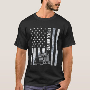 Truck Driver Usa American Flag Vintage Trucker Tru T-Shirt