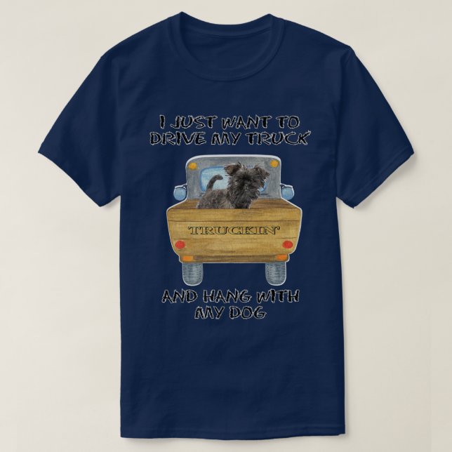 Truck Driving Dog Affenpinscher  T-Shirt (Design Front)