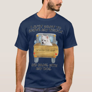 Truck Driving Dog American Eskimo Dog T-Shirt