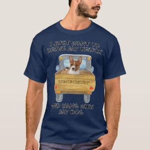 Truck Driving Dog Basenji  T-Shirt