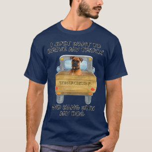 Truck Driving Dog Boxer  T-Shirt