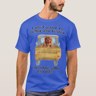 Truck Driving Dog Cavalier King Charles Brown T-Shirt