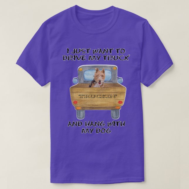 Truck Driving Dog Fox Terrier  T-Shirt (Design Front)