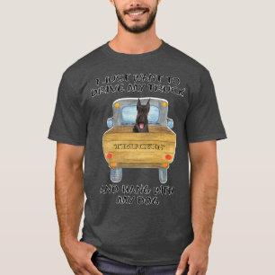 Truck Driving Dog Giant Schnauzer T-Shirt
