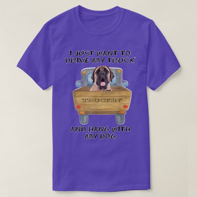 Truck Driving Dog Mastiff  T-Shirt (Design Front)