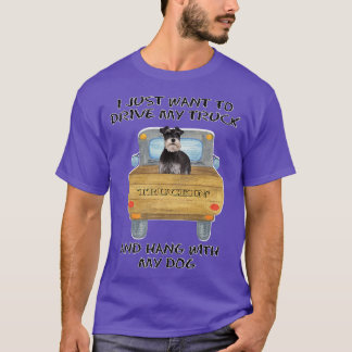 Truck Driving Dog Miniature Schnauzer 22807 T-Shirt