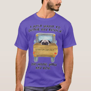 Truck Driving Dog Pug T-Shirt