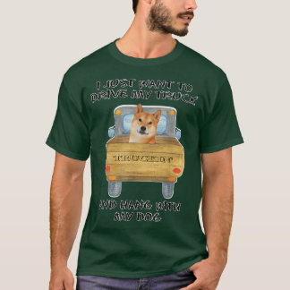 Truck Driving Dog Shiba Inu T-Shirt