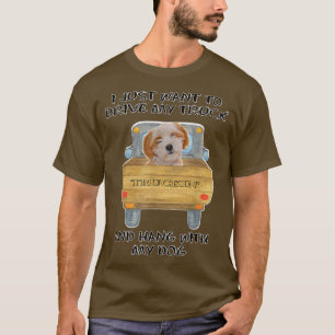 Truck Driving Dog Tibetan Terrier  T-Shirt
