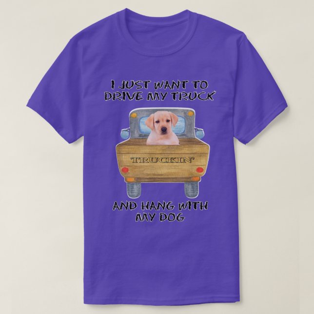 Truck Driving Dog Yellow Labrador  T-Shirt (Design Front)