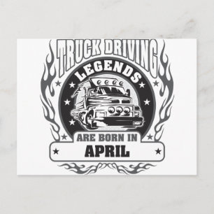 Truck Driving Legends Are Born In April Postcard