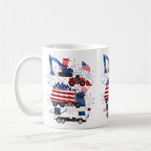 Truck Excavator Crane Construction 4th Of July Coffee Mug