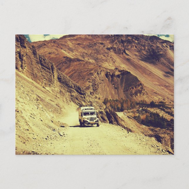 Truck Exploring Arid Mountains Postcard (Front)