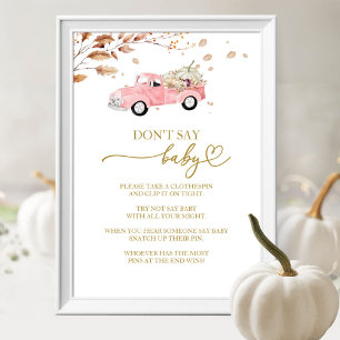 Truck Fall Girl Baby Shower Dont Say Baby Game Poster