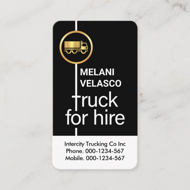 Truck For Hire Highway Business Card (Front)