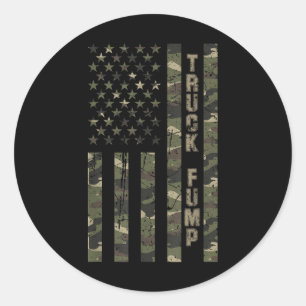 Truck Fump United States Distressed Camo W Us Classic Round Sticker