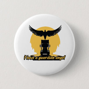Truck Guardian Angel Protection Faith Road Journey 6 Cm Round Badge