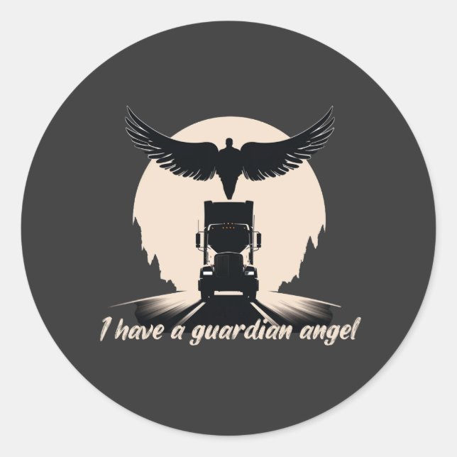 Truck Guardian Angel Protection Faith Road Journey Classic Round Sticker (Front)