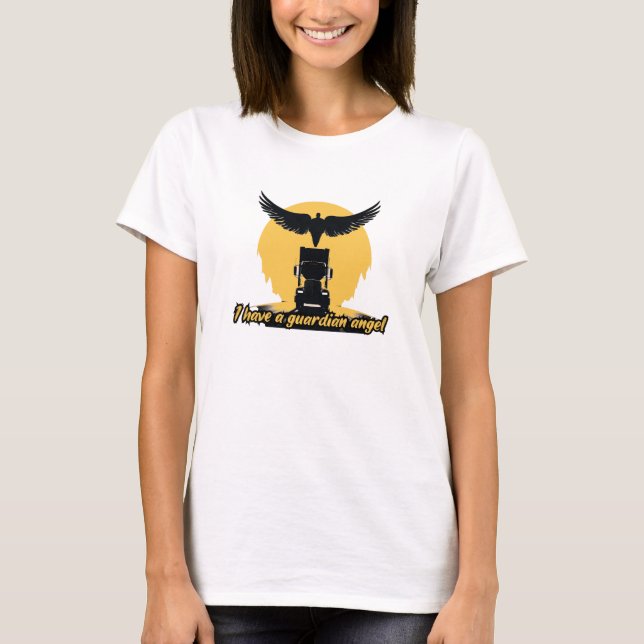 Truck Guardian Angel Protection Faith Road Journey T-Shirt (Front)