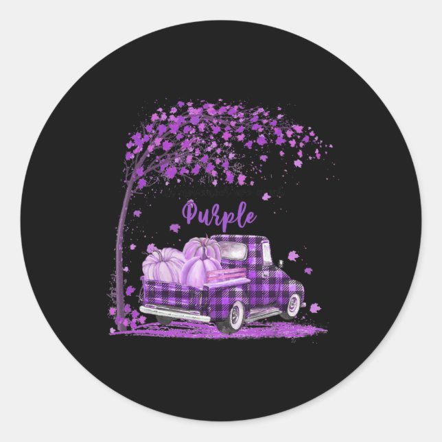 Truck in november we wear purple pancreatic cancer classic round sticker (Front)