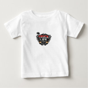 Truck Life Grunge Distressed Chrome Red Trucker Li Baby T-Shirt