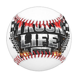 Truck Life Grunge Distressed Chrome Red Trucker Li Baseball
