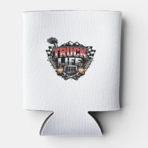 Truck Life Grunge Distressed Chrome Red Trucker Li Can Cooler