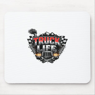 Truck Life Grunge Distressed Chrome Red Trucker Li Mouse Pad