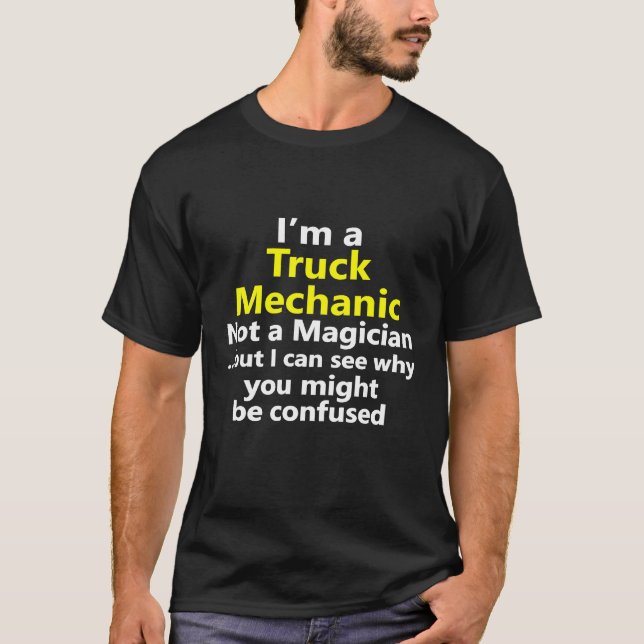 Truck Mechanic Job Pickup Diesel Monster Turbo T-Shirt (Front)