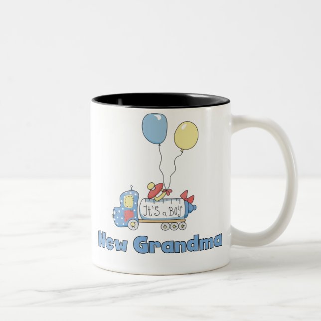Truck New Grandma Baby Boy Two-Tone Coffee Mug (Right)