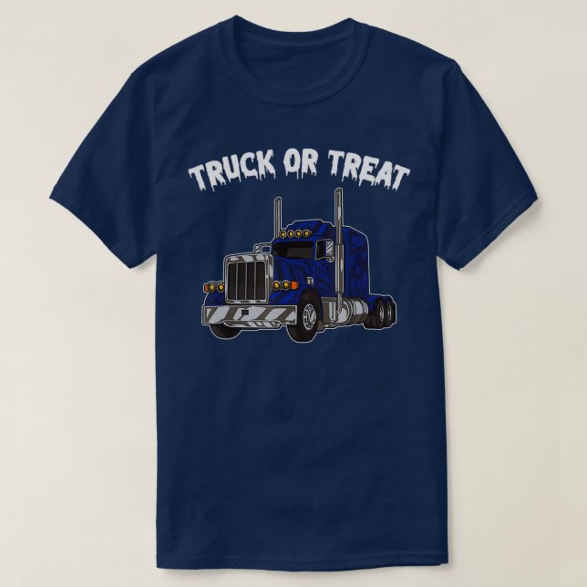 Truck Or Treat Funny Truck Driver Halloween T-Shirt (Design Front)