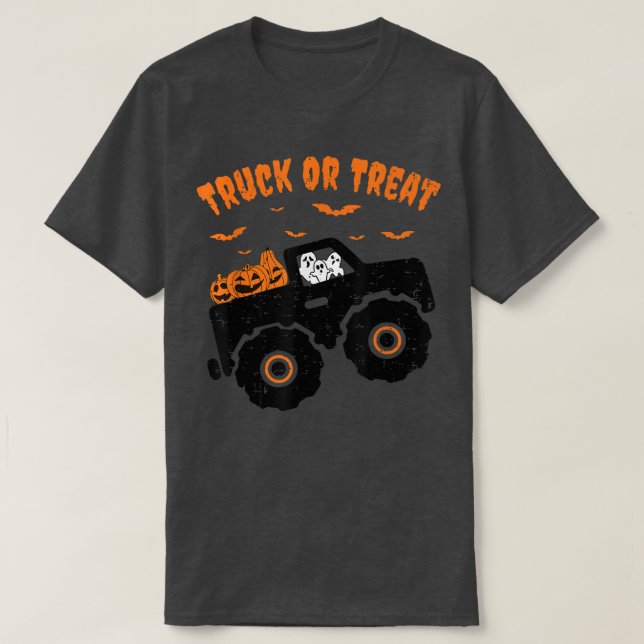Truck Or Treat Pumpkins Boo Halloween Monster Truc T-Shirt (Design Front)