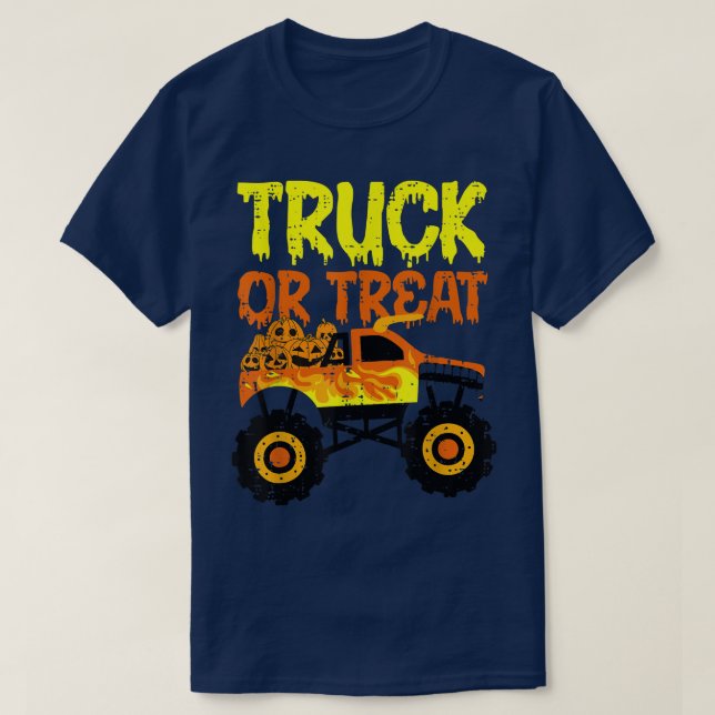 Truck Or Treat Pumpkins Toddler Boys Halloween Mon T-Shirt (Design Front)