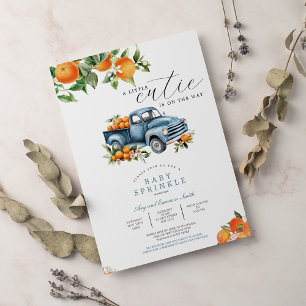 Truck Orange Gingham Citrus Baby Shower Invitation