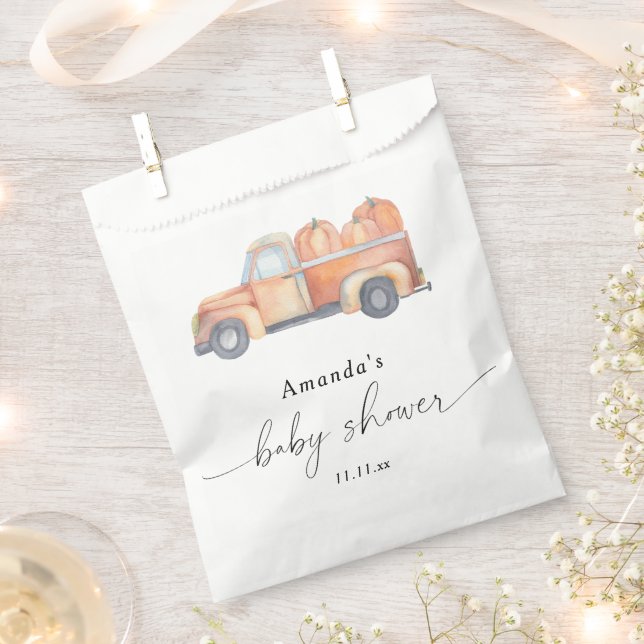 Truck pumpkin autumn baby shower  favour bag (Clipped)