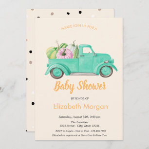 Truck Pumpkin,Polka Dots Baby Shower Invitation