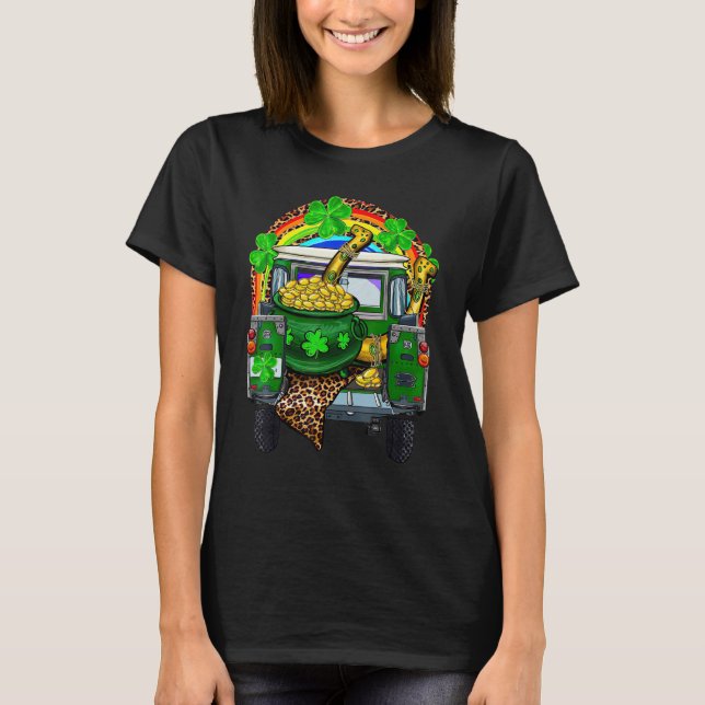 Truck Rainbow Shamrock Horseshoe Pot of Gold Patri T-Shirt (Front)