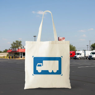 Truck Route Road Sign Blue Transport Symbol Tote Bag