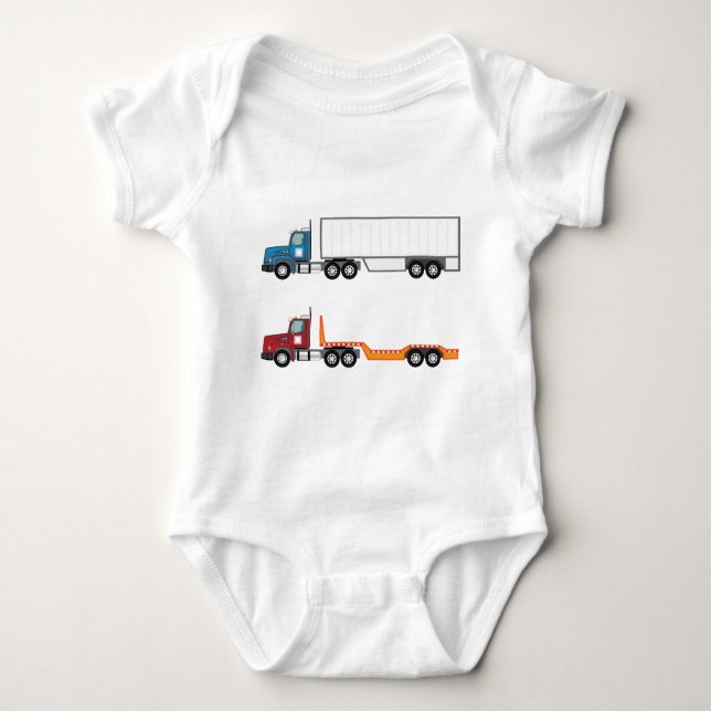 Truck semi and flatbed baby bodysuit (Front)