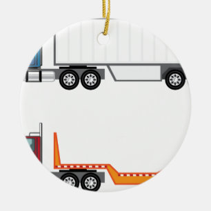 Truck semi and flatbed ceramic ornament