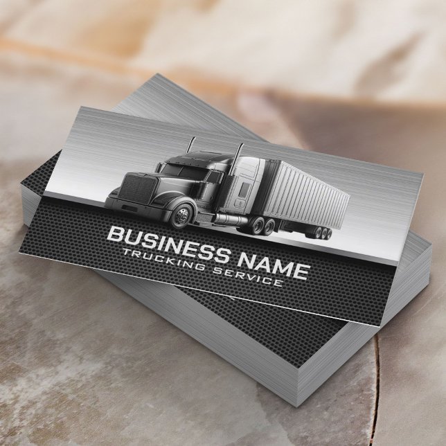 Truck Service Modern Metal Professional Driver Business Card (Creator Uploaded)